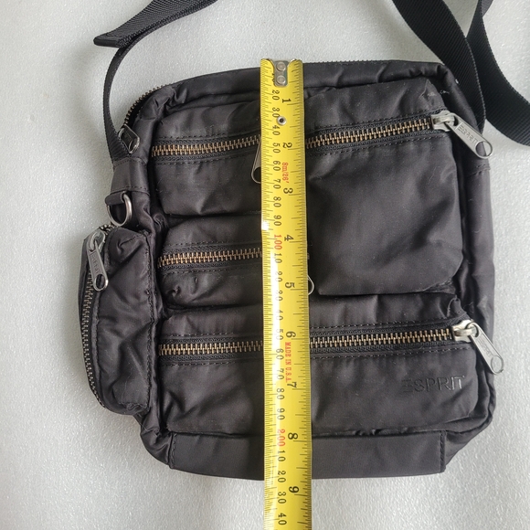 Y2K Esprit Nylon Crossbody Utility Bag Techwear Multi Zipper Pocket Black - Picture 13 of 14